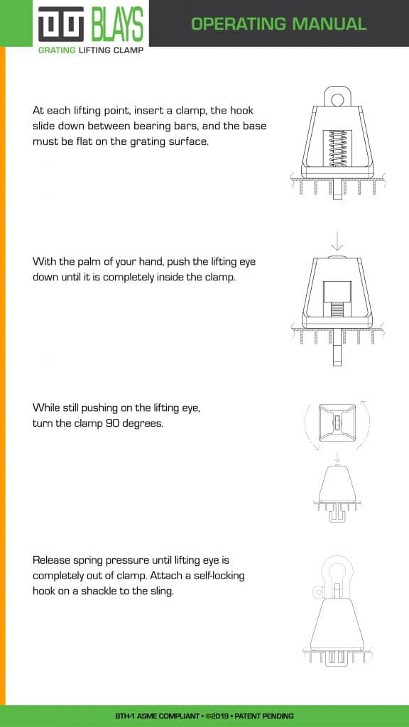 Blays Grating Lifting Clamp Operating Manual